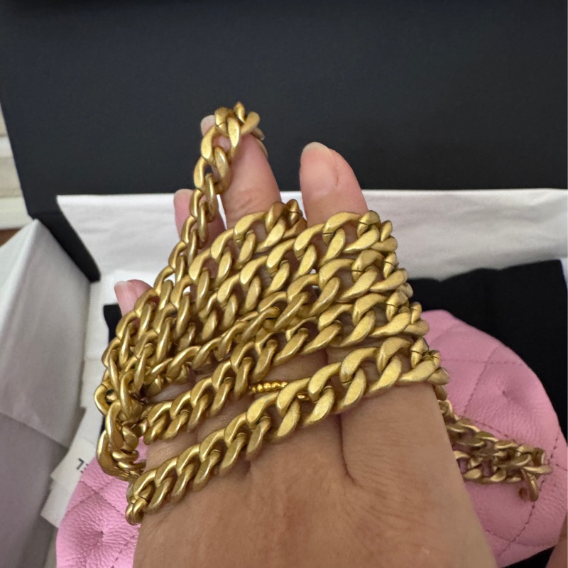 Chanel 愛心金球  粉紅荔枝皮 19公分-30