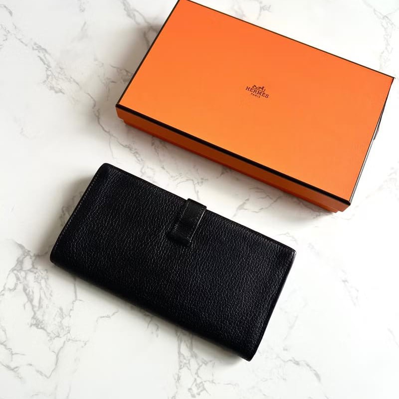【LA LUNE】稀有古董包 Hermes 黑金色 Bearn長夾 錢包 皮夾 中古包 二手包-4