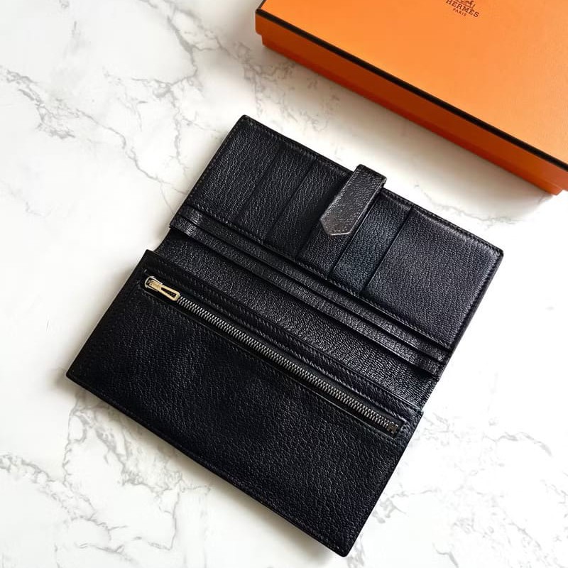 【LA LUNE】稀有古董包 Hermes 黑金色 Bearn長夾 錢包 皮夾 中古包 二手包-8