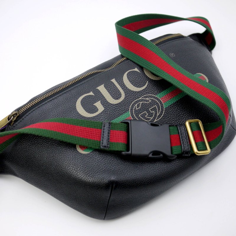 Gucci 古馳 黑色牛皮印花胸包,Print系列,斜背包,古馳,隨身包,楊冪,蔡依林同款,二手真品,正品,現貨,免運-19