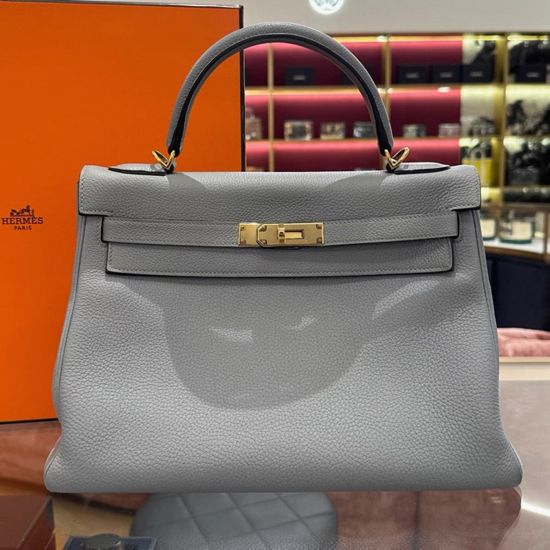 愛馬仕kelly32 海鷗灰 金扣 togo皮 t刻 成色超級新-0