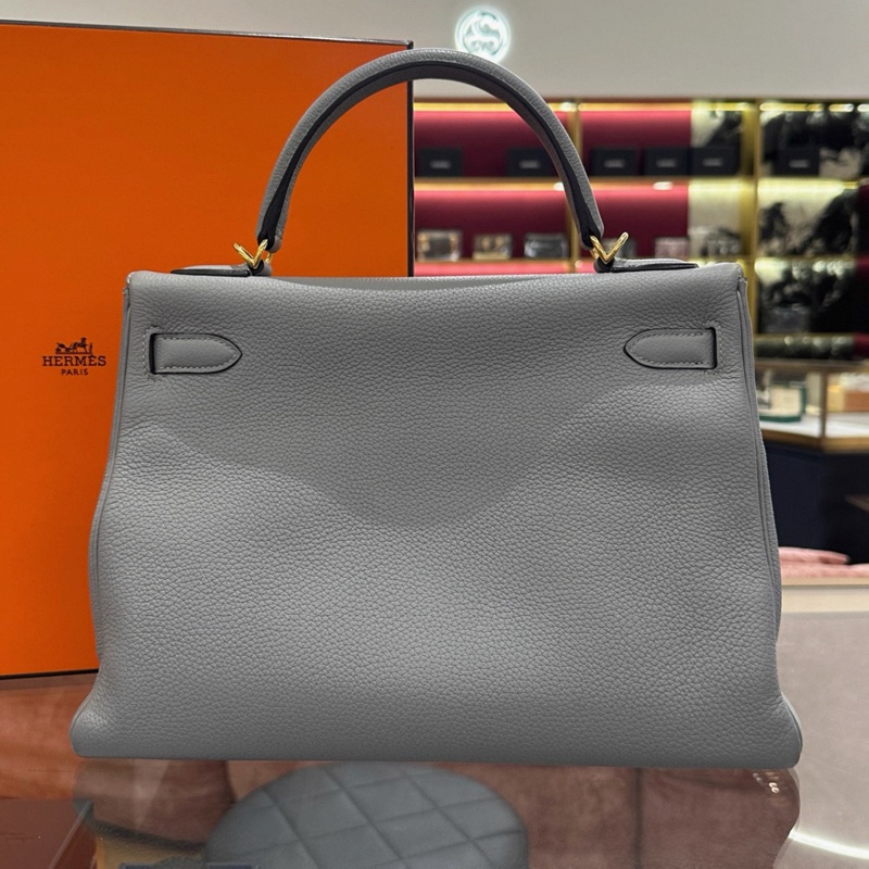 愛馬仕kelly32 海鷗灰 金扣 togo皮 t刻 成色超級新-2