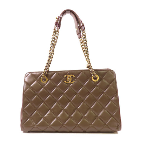 CHANEL 羊皮皮革Chain Shoulder金扣鏈帶肩背袋