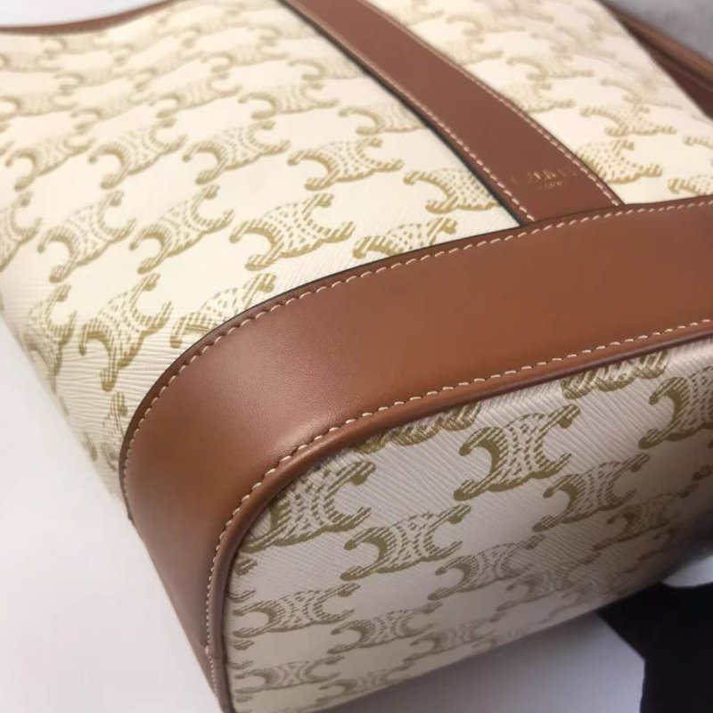 CELINE Triomphe 白老花水桶包小號22*26*13 99新 配件塵袋-5