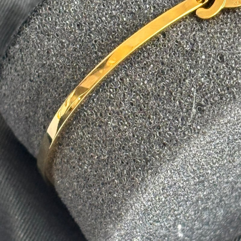 ::CELINE:: 金色黃銅T iomphe 凱旋門手環 鉸接式手鐲-3