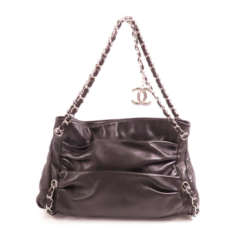 CHANEL 羊皮皮革Shoulder Bag銀扣鏈帶肩背袋-0