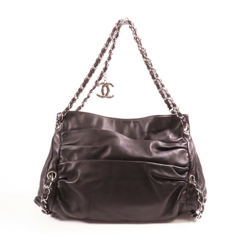 CHANEL 羊皮皮革Shoulder Bag銀扣鏈帶肩背袋-1