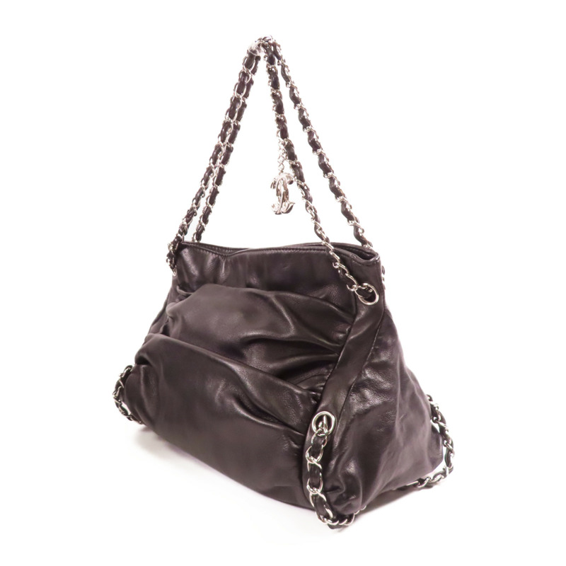 CHANEL 羊皮皮革Shoulder Bag銀扣鏈帶肩背袋-2