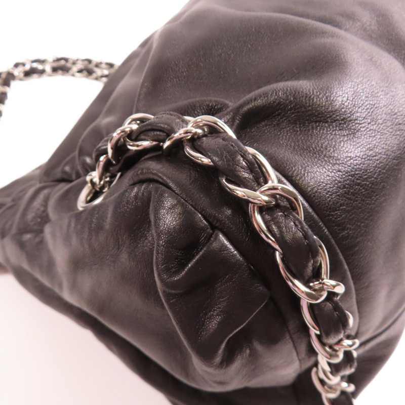 CHANEL 羊皮皮革Shoulder Bag銀扣鏈帶肩背袋-6