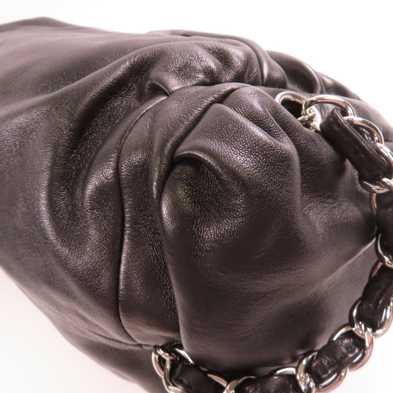 CHANEL 羊皮皮革Shoulder Bag銀扣鏈帶肩背袋-7