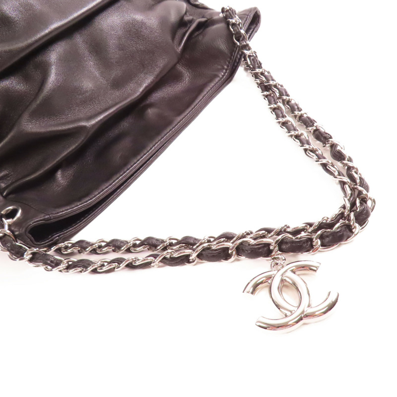CHANEL 羊皮皮革Shoulder Bag銀扣鏈帶肩背袋-8
