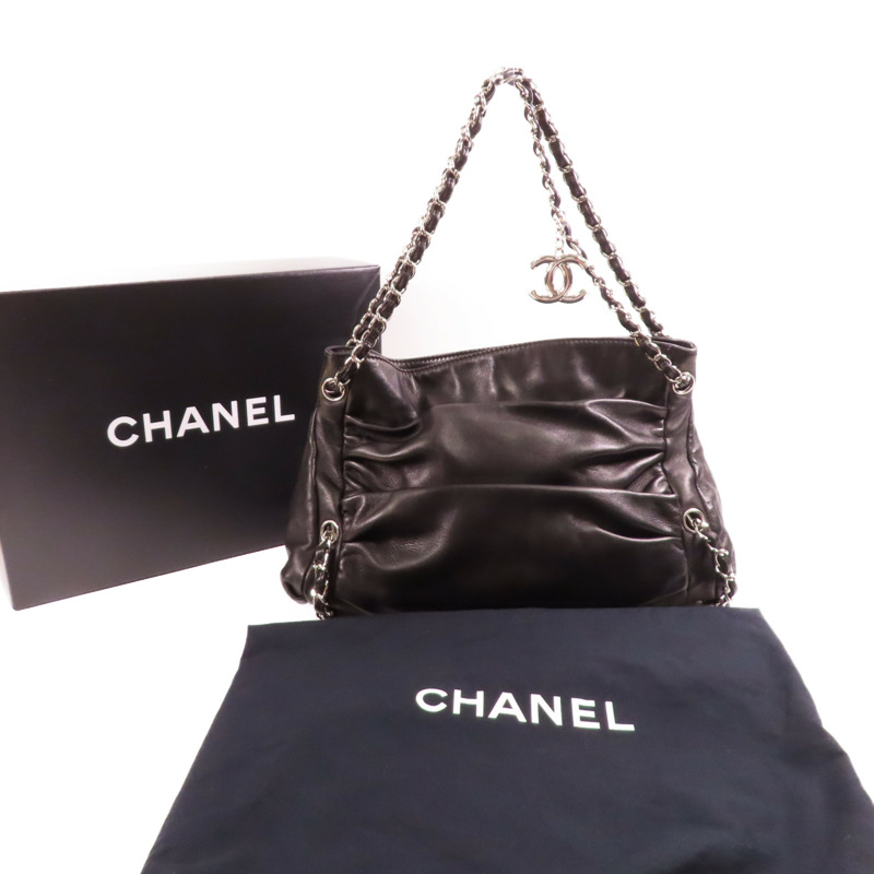 CHANEL 羊皮皮革Shoulder Bag銀扣鏈帶肩背袋-13