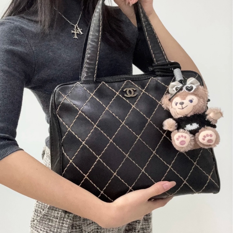Chanel Vintage菱格紋外縫線托特包-2