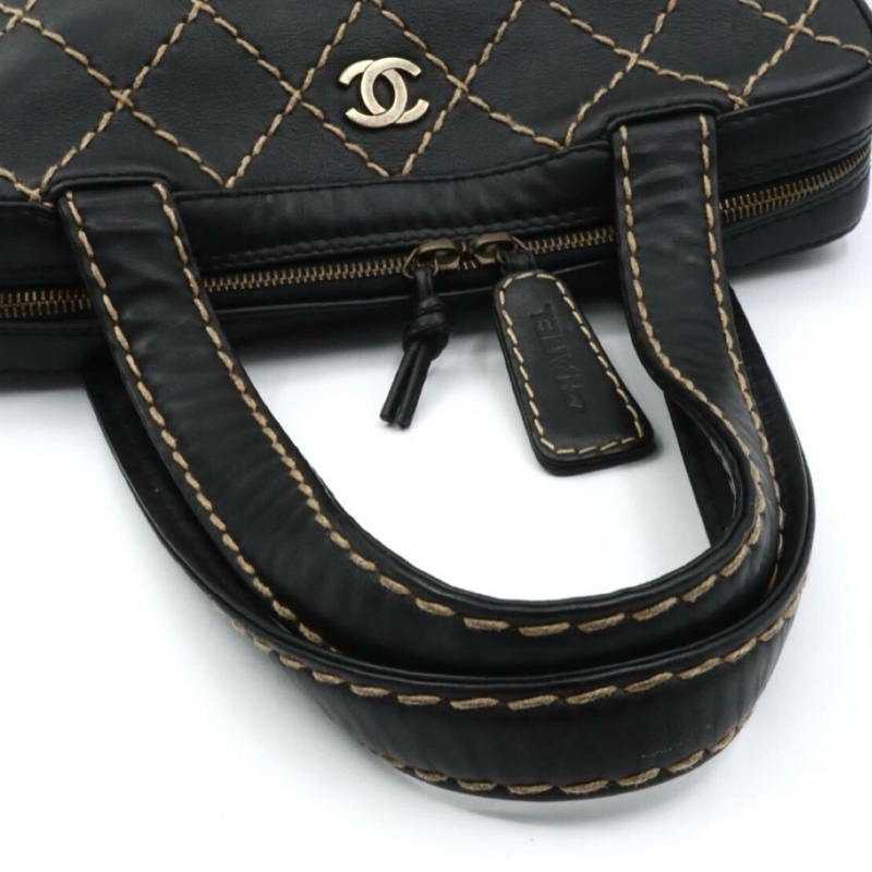 Chanel Vintage菱格紋外縫線托特包-10