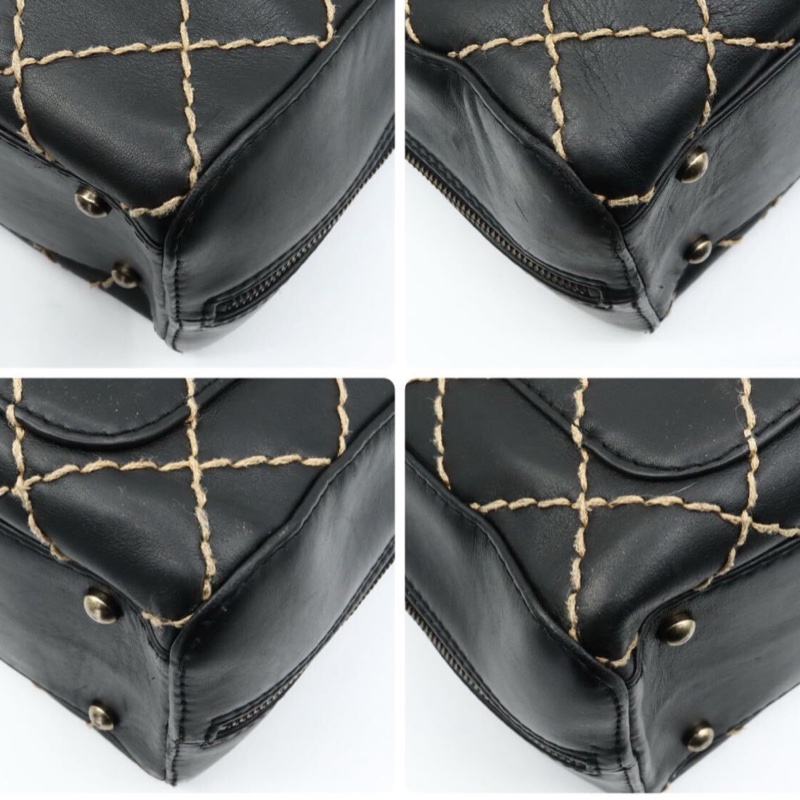 Chanel Vintage菱格紋外縫線托特包-12