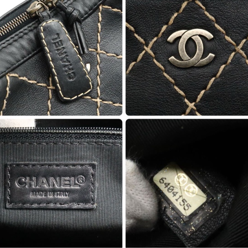 Chanel Vintage菱格紋外縫線托特包-13