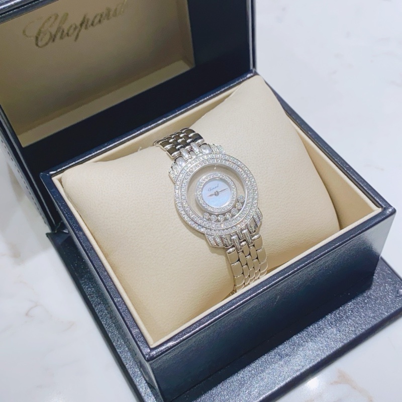 蕭邦快樂鑽石系列209271-1001白金原鑽石英30mm女表,-5