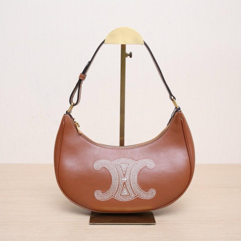 CELINE(思琳) AVA 豌豆包 腋下包 中號 棕色  金扣-0