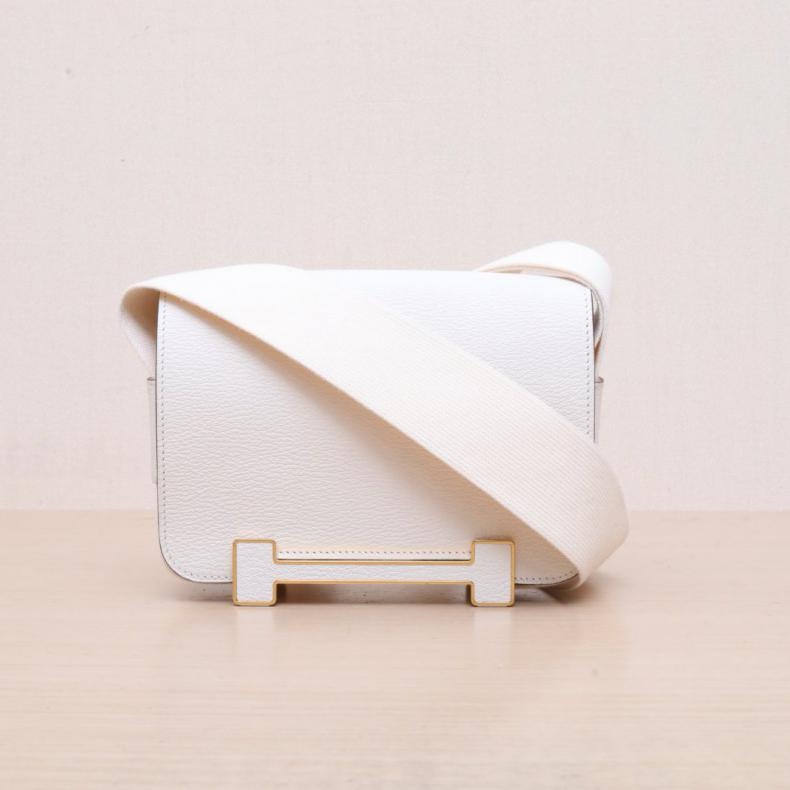 HERMES(愛馬仕) Geta 木屐包 21 I2奶油白 Chevre山羊皮 U刻 金扣-0