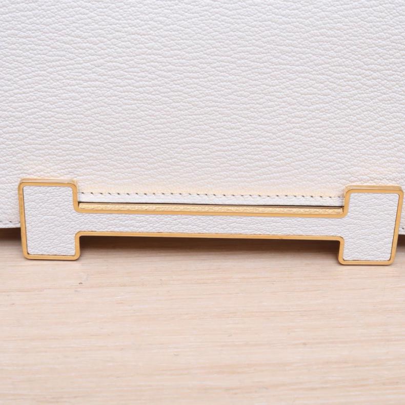 HERMES(愛馬仕) Geta 木屐包 21 I2奶油白 Chevre山羊皮 U刻 金扣-5