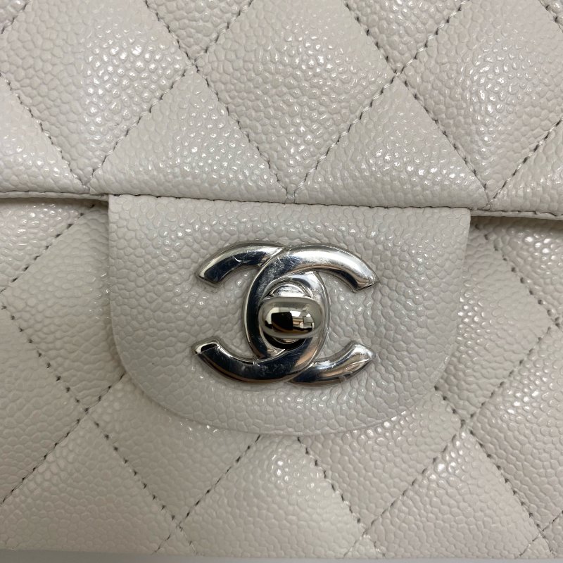 △ Chanel 香奈兒 CF25 Double Flap White Caviar Skin Silver Tone Metal Chain Shoulder Bag No.30 A01112 白色粒紋小牛皮銀色金屬鏈條肩背袋 No.30 A01112 -257005721-2