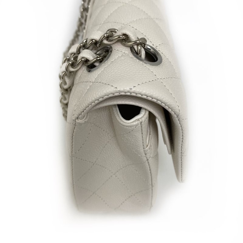 △ Chanel 香奈兒 CF25 Double Flap White Caviar Skin Silver Tone Metal Chain Shoulder Bag No.30 A01112 白色粒紋小牛皮銀色金屬鏈條肩背袋 No.30 A01112 -257005721-4