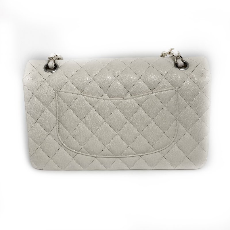 △ Chanel 香奈兒 CF25 Double Flap White Caviar Skin Silver Tone Metal Chain Shoulder Bag No.30 A01112 白色粒紋小牛皮銀色金屬鏈條肩背袋 No.30 A01112 -257005721-5