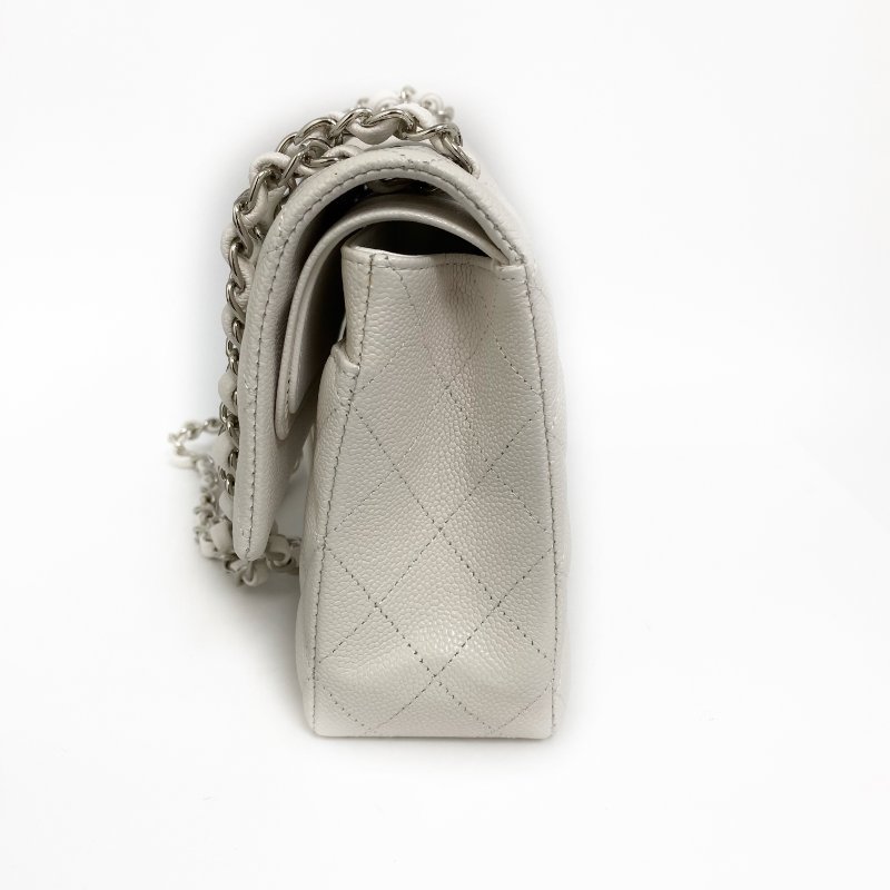 △ Chanel 香奈兒 CF25 Double Flap White Caviar Skin Silver Tone Metal Chain Shoulder Bag No.30 A01112 白色粒紋小牛皮銀色金屬鏈條肩背袋 No.30 A01112 -257005721-6