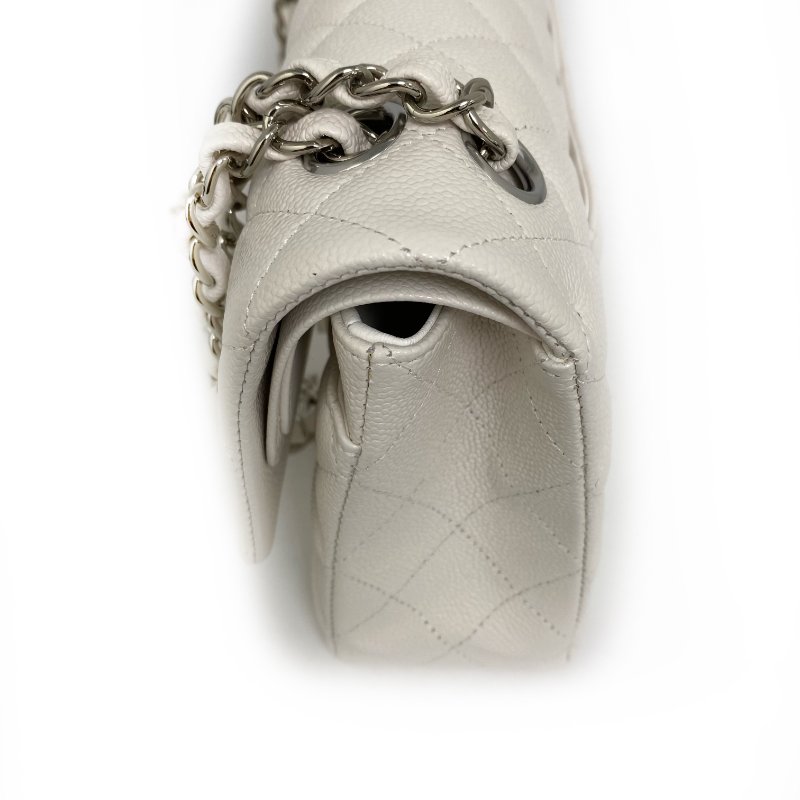 △ Chanel 香奈兒 CF25 Double Flap White Caviar Skin Silver Tone Metal Chain Shoulder Bag No.30 A01112 白色粒紋小牛皮銀色金屬鏈條肩背袋 No.30 A01112 -257005721-7