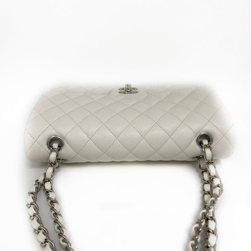 △ Chanel 香奈兒 CF25 Double Flap White Caviar Skin Silver Tone Metal Chain Shoulder Bag No.30 A01112 白色粒紋小牛皮銀色金屬鏈條肩背袋 No.30 A01112 -257005721-9