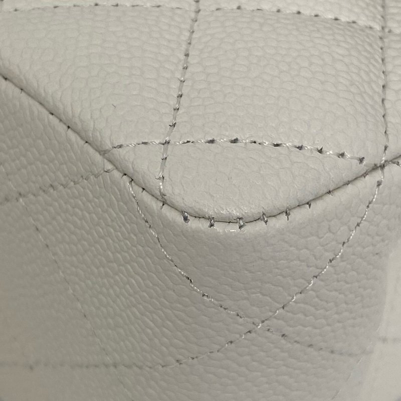 △ Chanel 香奈兒 CF25 Double Flap White Caviar Skin Silver Tone Metal Chain Shoulder Bag No.30 A01112 白色粒紋小牛皮銀色金屬鏈條肩背袋 No.30 A01112 -257005721-12