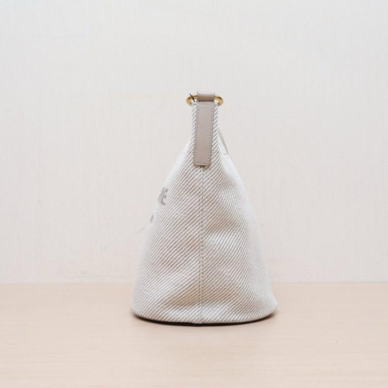 SAINT LAURENT(聖羅蘭) 米白色 帆布 金扣 子母水桶包-1