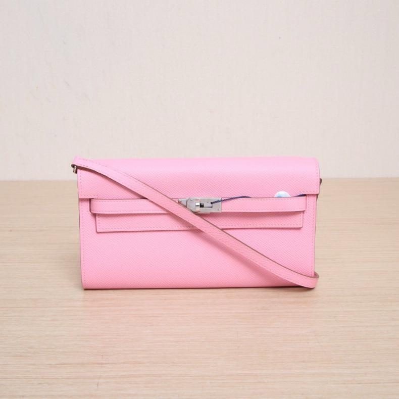 HERMES(愛馬仕) Kelly Long To Go 8W新唇膏粉 Togo皮 Z刻 銀扣-0