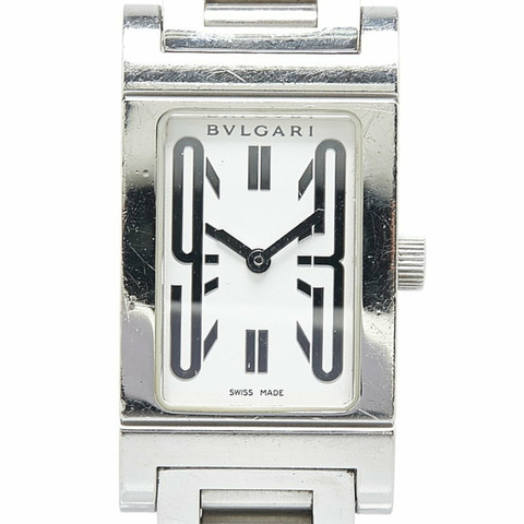 BVLGARI Rettangolo 手錶 RT39S 石英白色錶盤不鏽鋼男式