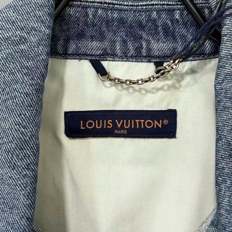 Louis Vuitton 淺藍浮雕老花logo短版牛仔外套-5