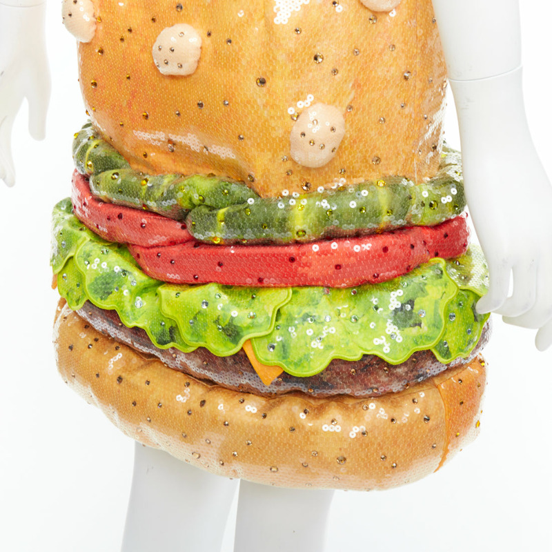 rare MOSCHINO Jeremy Scott Diner Group Duchesse sequinned hamburger skirt IT38 XS-8