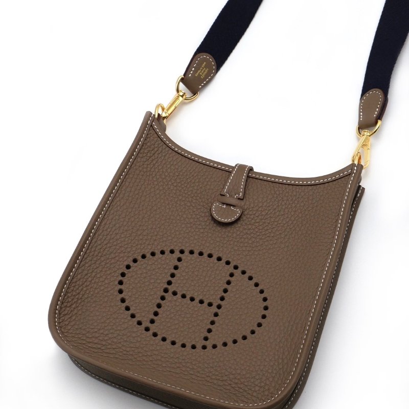 HERMES Mini evelyne - 灰金/深藍背帶-4