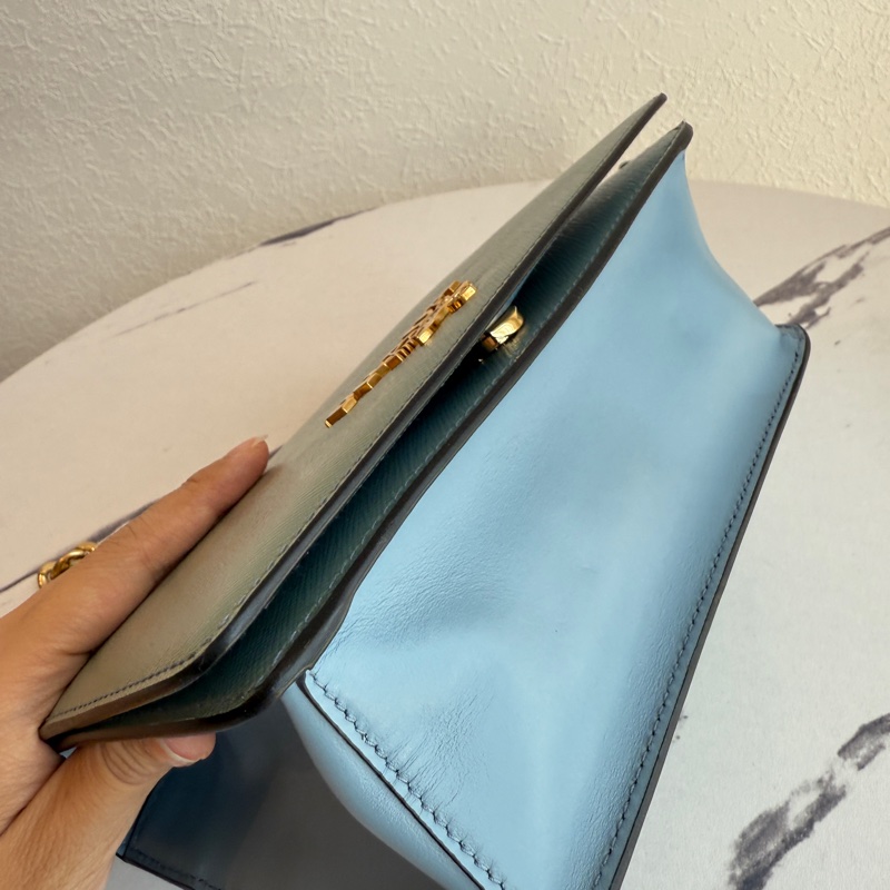 Prada 防刮藍色鏈包-8