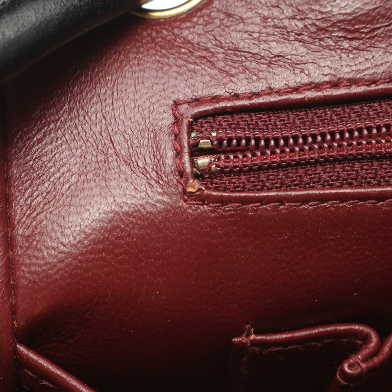 香奈兒 V 字形 V 形針腳單肩包 小羊皮 棉質針織布料 黑色 二手 GHW-11