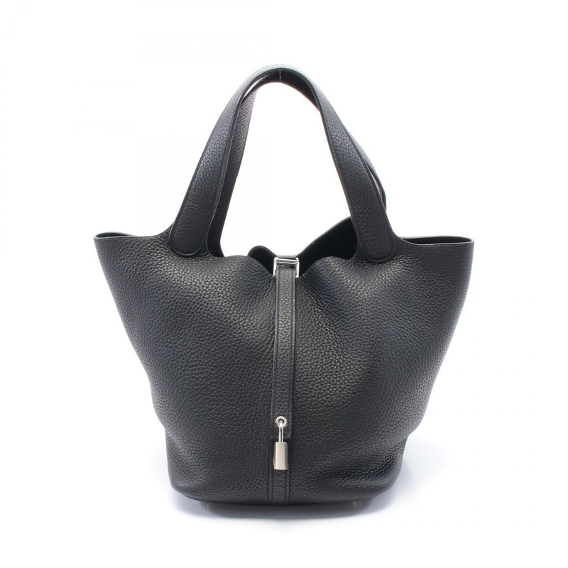 愛馬仕 Picotin Lock MM 手提包 C Taurillon Clemence 黑色 二手 SHW-0