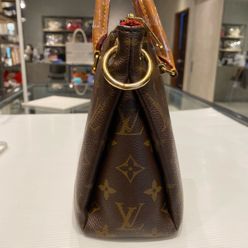 LV pallas傳奇包款 老花配紅皮 兩用包-3