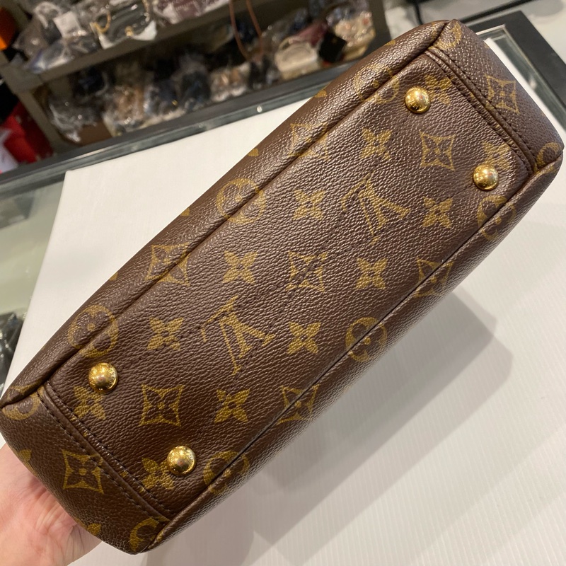 LV pallas傳奇包款 老花配紅皮 兩用包-5