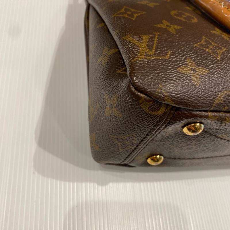 LV pallas傳奇包款 老花配紅皮 兩用包-9