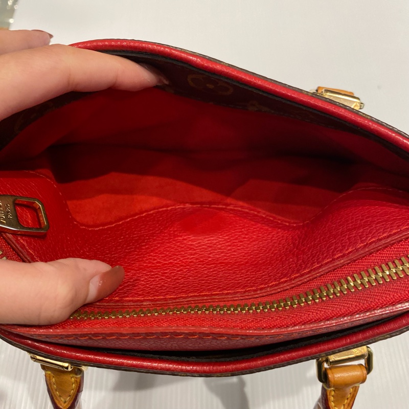 LV pallas傳奇包款 老花配紅皮 兩用包-11