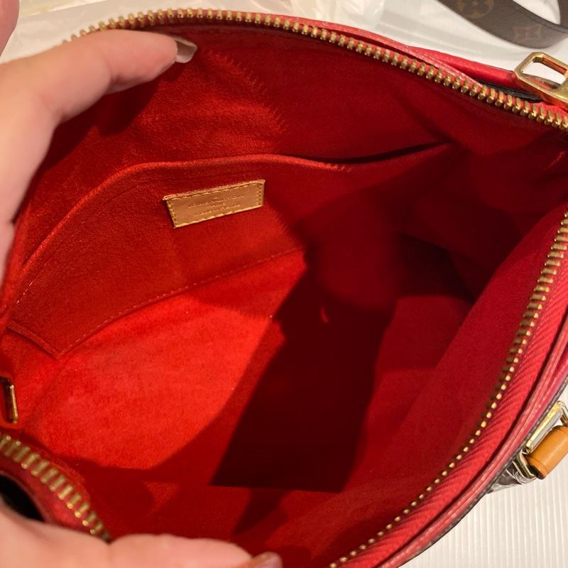 LV pallas傳奇包款 老花配紅皮 兩用包-12