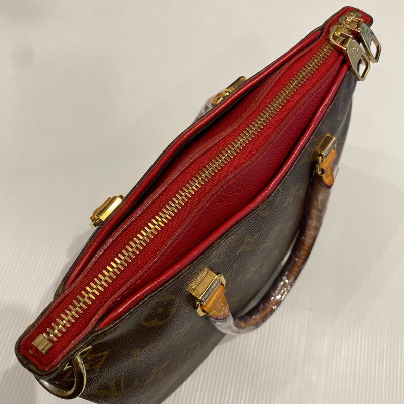 LV pallas傳奇包款 老花配紅皮 兩用包-13