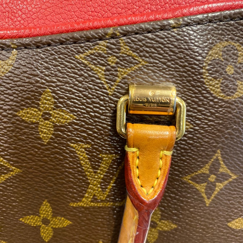 LV pallas傳奇包款 老花配紅皮 兩用包-15