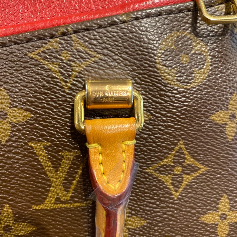 LV pallas傳奇包款 老花配紅皮 兩用包-17