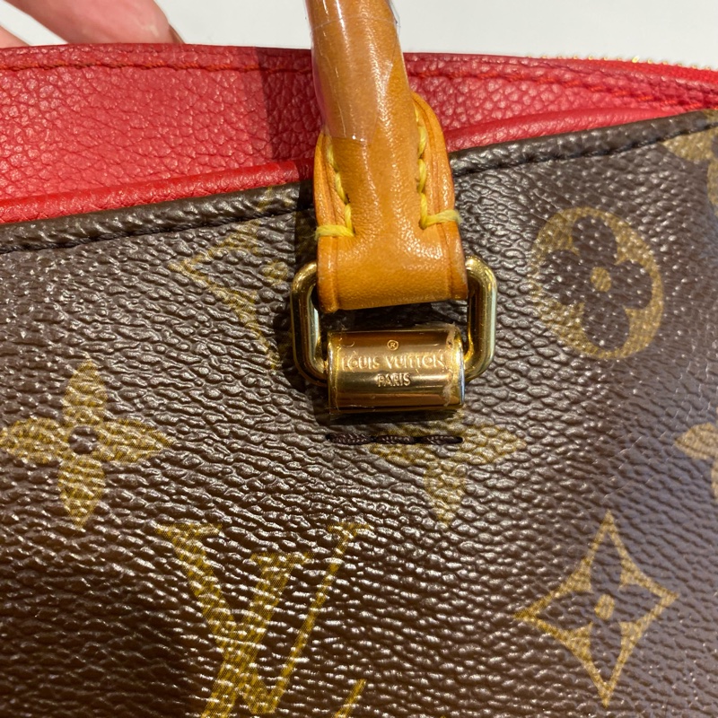 LV pallas傳奇包款 老花配紅皮 兩用包-18