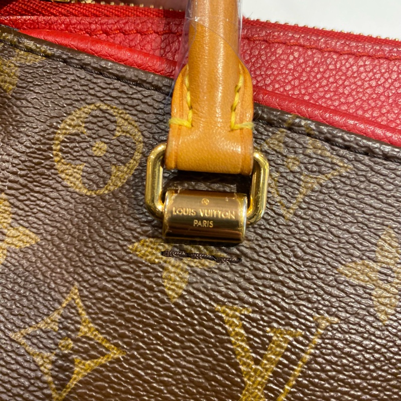 LV pallas傳奇包款 老花配紅皮 兩用包-19